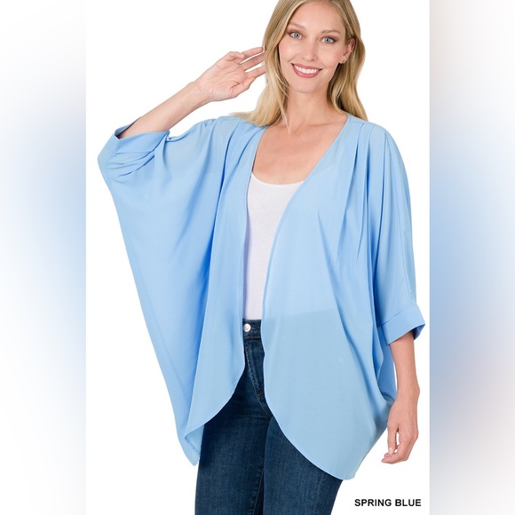 Zenana Outfitters Other - 🆕 ZENANA WOVEN CHIFFON CARDIGAN WITH SHOULDER PLEAT